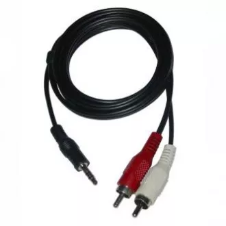Audiokábel Jack (3.5mm) hím - 2x CINCH hím, 1.5m, fekete, Logo