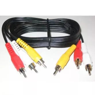 Videokábel 3x CINCH hím - 3x CINCH hím, 2m, fekete