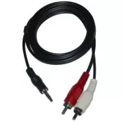 Audiokábel Jack (3.5mm) hím - 2x CINCH hím, 3m, fekete