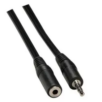 Hosszabbító audio kábel Jack (3.5mm) hím - Jack (3.5mm) női, 3m, fekete, Logo buborékcsomagolásban