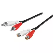 Audió hosszabbítókábel 2x CINCH hím - 2x CINCH nő, 5m, fekete