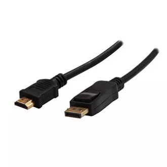 Videokábel DisplayPort férfi - HDMI férfi, 5m, fekete, logós buborékcsomagolás, ELADÓ
