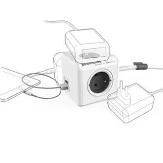 230 V-os hálózati hosszabbító kábel, CEE7 (dugó) – POWERCUBE, 1,5 m, EXTENDED USB, szürke, POWERCUBE, 4 aljzat, PD 20 W A C 230 V-os hálózati hosszabbító kábel, CEE7 (dugó) – POWERCUBE, 1,5 m, EXTENDED USB, szürke, POWERCUBE, 4 aljzat, PD 20 W A C