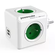 Aljzat 240V, CEE7 (villa) - POWERCUBE, 0,1m, ORIGINAL USB, zöld, POWERCUBE, 4 aljzat, 2xUSB portok