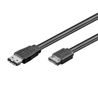 Merevlemez adatkábel, SATA hím - eSATA hím, 0,5 m, 6 Gb/s, fekete, táskába csomagolva Merevlemez adatkábel, SATA hím - eSATA hím, 0,5 m, 6 Gb/s, fekete, táskába csomagolva