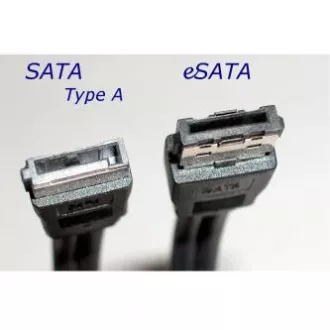 Merevlemez adatkábel, SATA hím - eSATA hím, 0,5 m, 6 Gb/s, fekete, táskába csomagolva Merevlemez adatkábel, SATA hím - eSATA hím, 0,5 m, 6 Gb/s, fekete, táskába csomagolva