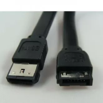 Merevlemez adatkábel, SATA hím - eSATA hím, 0,5 m, 6 Gb/s, fekete, táskába csomagolva Merevlemez adatkábel, SATA hím - eSATA hím, 0,5 m, 6 Gb/s, fekete, táskába csomagolva