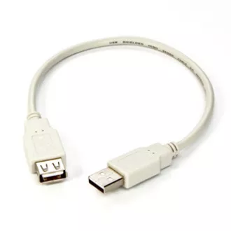 USB hosszabbító kábel (2.0), USB A hím - USB A csatlakozó, 0,3m, fehér