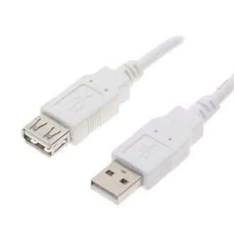 Logo USB hosszabbító kábel (2.0), USB A hím - USB A csatlakozó, 0,3 m, fehér, buborékcsomagolásban