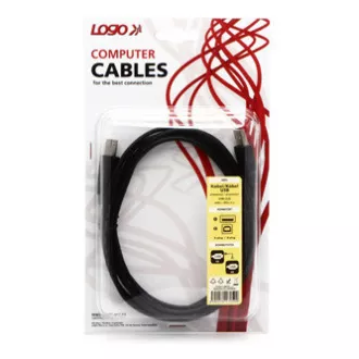 Logo USB kábel (2.0), USB A csatlakozó - USB B csatlakozó, 1,8 m, buborékcsomagolásban