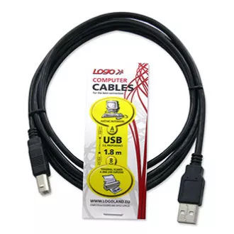 Logo USB kábel (2.0), USB A csatlakozó - USB B csatlakozó, 1,8m