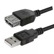Logo USB hosszabbító kábel (2.0), USB A csatlakozó - USB A csatlakozó, 1,8 m, fekete, buborékcsomagolásban