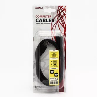 Logo USB hosszabbító kábel (2.0), USB A csatlakozó - USB A csatlakozó, 1,8 m, fekete, buborékcsomagolásban