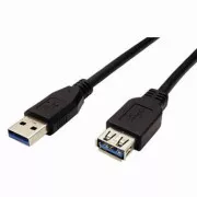 USB hosszabbító kábel (3.0), USB A hím - USB A csatlakozó, 1,8 m, fekete