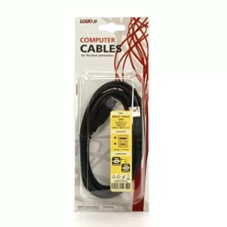 Logo USB hosszabbító kábel (3.0), USB A csatlakozó - USB A csatlakozó, 1,8 m, fekete, buborékcsomagolásban