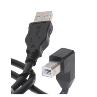 USB kábel (2.0), USB A csatlakozó - USB B csatlakozó, 2m, 90&fok, fekete USB kábel (2.0), USB A csatlakozó - USB B csatlakozó, 2m, 90&fok, fekete