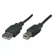 USB kábel (2.0), USB A csatlakozó - USB B csatlakozó, 3m, fekete