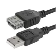 Logo USB hosszabbító kábel (2.0), USB A hím - USB A csatlakozó, 3 m, fekete, buborékcsomagolásban