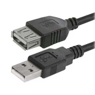 Logo USB hosszabbító kábel (2.0), USB A hím - USB A csatlakozó, 3 m, fekete, buborékcsomagolásban
