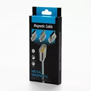 USB kábel csatlakozókkal (2.0), USB A hím - microUSB hím   Apple Lightning hím   USB C hím, 1m, kerek, fonott, ezüst,