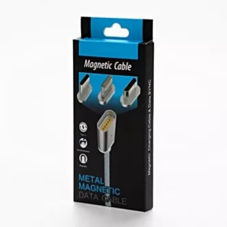 USB kábel csatlakozókkal (2.0), USB A hím - microUSB hím   Apple Lightning hím   USB C hím, 1m, kerek, fonott, ezüst,