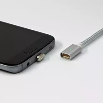 USB kábel csatlakozókkal (2.0), USB A hím - microUSB hím   Apple Lightning hím   USB C hím, 1m, kerek, fonott, ezüst,