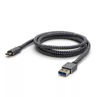 Logo USB kábel (3.2 gen 1), USB A hím - USB C hím, 1m, 5 Gbps, 5V/3A, szürke, doboz, fémfonat, alumínium csatlakozóburkolat