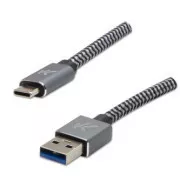 Logo USB kábel (3.2 gen 1), USB A hím - USB C hím, 2m, 5 Gbps, 5V/2A, szürke, doboz, fémfonat, alumínium csatlakozóburkolat