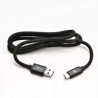 Logo USB kábel (3.2 gen 1), USB A hím - USB C hím, 1m, 5 Gbps, 5V/3A, fekete, doboz, nejlonfonat, alumínium csatlakozóburkolat
