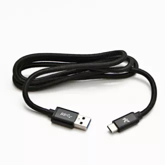 Logo USB kábel (3.2 gen 1), USB A hím - USB C hím, 2m, 5 Gbps, 5V/3A, fekete, doboz, nejlonfonat, alumínium csatlakozóburkolat