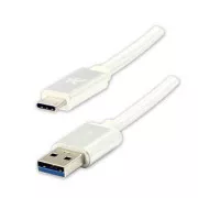 Logo USB kábel (3.2 gen 1), USB A hím - USB C hím, 2m, 5 Gbps, 5V/3A, fehér, doboz, nejlonfonat, alumínium csatlakozóburkolat