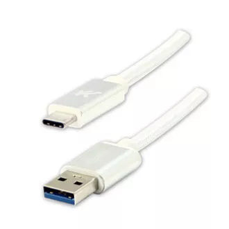 Logo USB kábel (3.2 gen 1), USB A hím - USB C hím, 2m, 5 Gbps, 5V/3A, fehér, doboz, nejlonfonat, alumínium csatlakozóburkolat