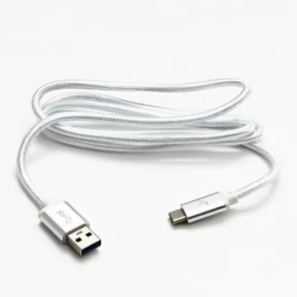 Logo USB kábel (3.2 gen 1), USB A hím - USB C hím, 2m, 5 Gbps, 5V/3A, fehér, doboz, nejlonfonat, alumínium csatlakozóburkolat