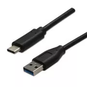 USB kábel (3.2 gen 2), USB A hím - USB C hím, 1m, 10 Gbps, 5V/3A, fekete