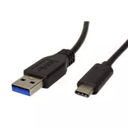 USB kábel (3.1), USB A csatlakozó - USB C csatlakozó, 0,5 m, kerek, fekete, műanyag zacskó