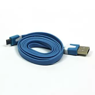 Logo USB kábel (2.0), USB A csatlakozó - microUSB csatlakozó, 1m, lapos, kék, buborékcsomagolás, ELADÓ