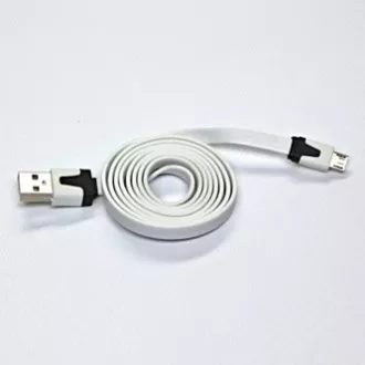Logo USB kábel (2.0), USB A csatlakozó - microUSB csatlakozó, 1m, lapos, fehér, buborékcsomagolás, ELADÓ