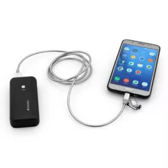 Verbatim USB kábel (2.0), USB A csatlakozó - microUSB csatlakozó   Apple Lightning csatlakozó, 1m, ezüst, doboz, 48869, 2 az 1-ben - állítható