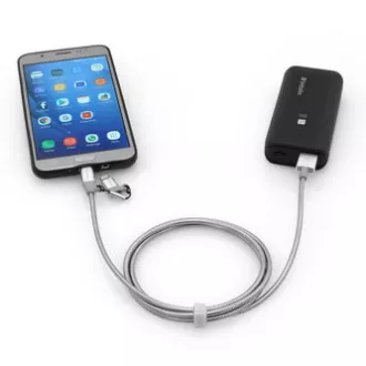 Verbatim USB kábel (2.0), USB A csatlakozó - microUSB csatlakozó   Apple Lightning csatlakozó, 1m, ezüst, doboz, 48869, 2 az 1-ben - állítható