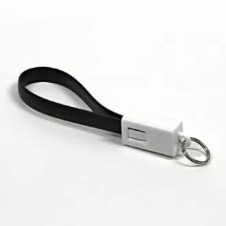 USB kábel (2.0), USB A hím - microUSB hím, 49160, 0.2m, fekete, kulcstartó, ELADÓ