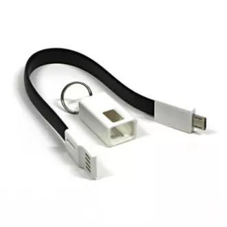 USB kábel (2.0), USB A hím - microUSB hím, 49160, 0.2m, fekete, kulcstartó, ELADÓ