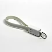 USB kábel (2.0), USB A hím - microUSB hím, 0.2m, fehér, kulcstartó, ELADÓ