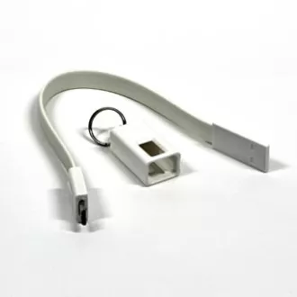 USB kábel (2.0), USB A hím - microUSB hím, 0.2m, fehér, kulcstartó, ELADÓ