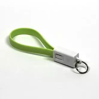 Logo USB kábel (2.0), USB A csatlakozó - microUSB csatlakozó, 0,2m, világoszöld, buborékcsomagolás, kulcstartó