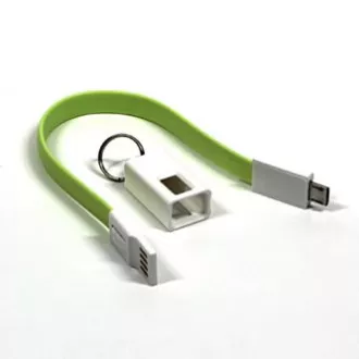 Logo USB kábel (2.0), USB A csatlakozó - microUSB csatlakozó, 0,2m, világoszöld, buborékcsomagolás, kulcstartó
