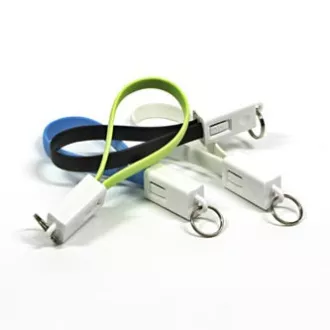 Logo USB kábel (2.0), USB A csatlakozó - microUSB csatlakozó, 0,2m, világoszöld, buborékcsomagolás, kulcstartó