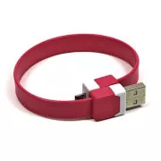 Logo USB kábel (2.0), USB A csatlakozó - microUSB csatlakozó, 0,25m, rózsaszín, buborékcsomagolás, csuklópánt, SELL