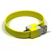 USB kábel (2.0), USB A hím - microUSB hím, 0,25m, sárga, csuklópánt, SELL