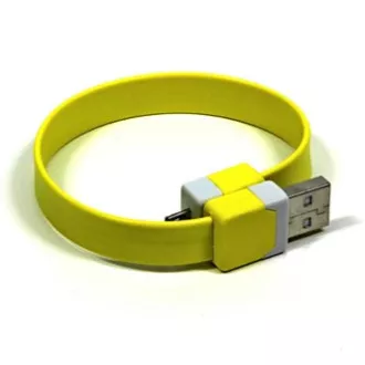 USB kábel (2.0), USB A hím - microUSB hím, 0,25m, sárga, csuklópánt, SELL