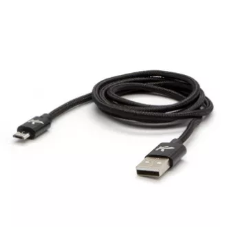 Logo USB kábel (2.0), USB A hím - microUSB hím, 1m, 480 Mbps, 5V/2A, fekete, doboz, nejlonfonat, alumínium csatlakozóburkolat